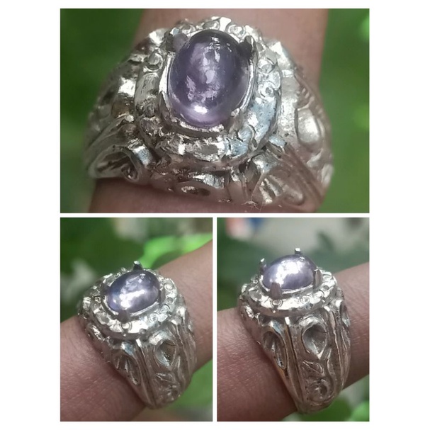 natural kecubung ring ukir Bali