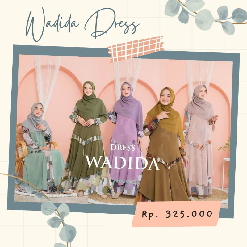 BAJU GAMIS DRESS MUSLIM MUSLIMAH WADIDA DRESS BY GREENISM REMAJA WANITA BRANDED PREMIUM SYARI
