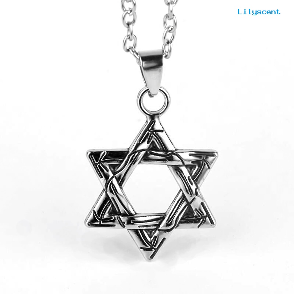 Kalung Rantai Liontin Hexagram Gaya Hip Hop Untuk Unisex