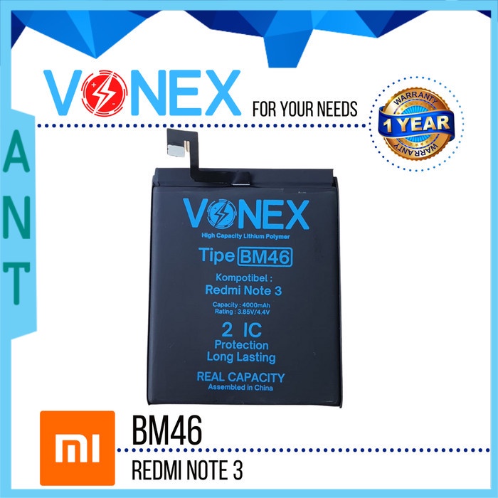 BATERAI BATERE VONEX bm46 REDMI NOTE 3 / REDMI NOTE 3 pro ORIGINAL 100%