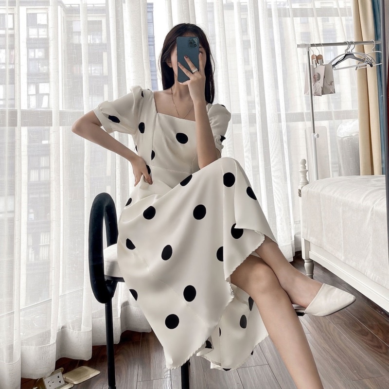 Dress Korea U-neck Polkadot M03