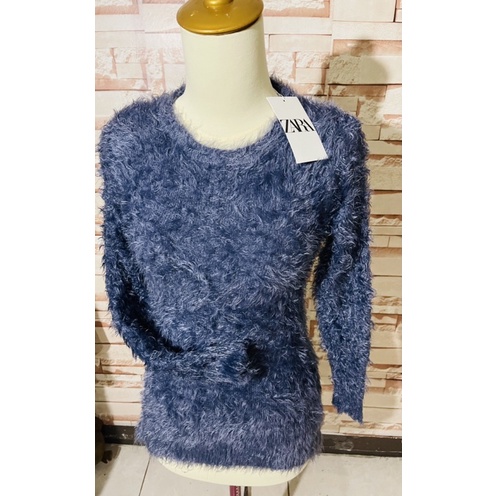 Sweater Zara Bulu Fuzzy Violet