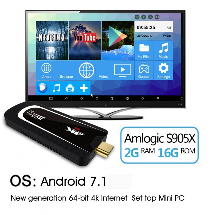 17 H96 PRO H3 - Android 7.1 Smart TV Stick 4K Display - RAM 2GB ROM 16GB