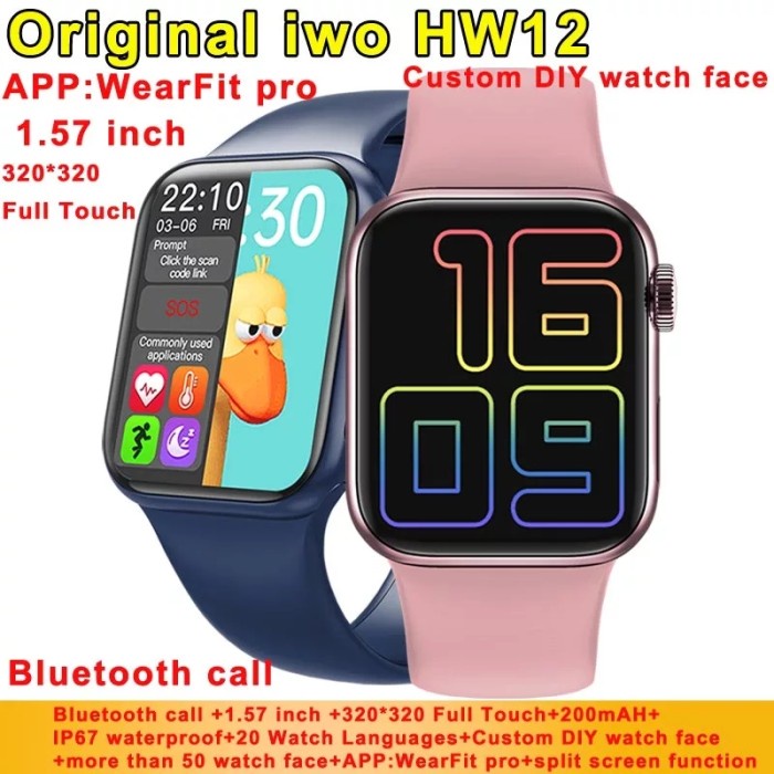 GRATIS ONGKIR Smartwatch IWO HW12 Amoled Series 6 model apple watch upgrade w46 - Silver jam tangan