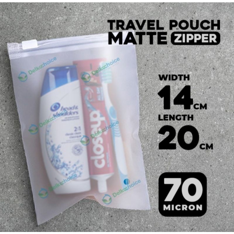 Travel Pouch Organizer Serbaguna Ziplock Matte Delkochoice 14x20