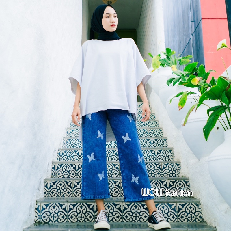 FLY CELANA KULOT JEANS HIGHWAIST WANITA