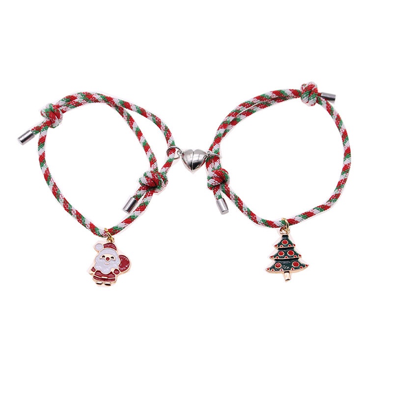 2 Pcs Beberapa Magnet Gelang Menarik Santa Claus Kreatif Adjustable Pesona Gelang Cinta Hadiah Natal