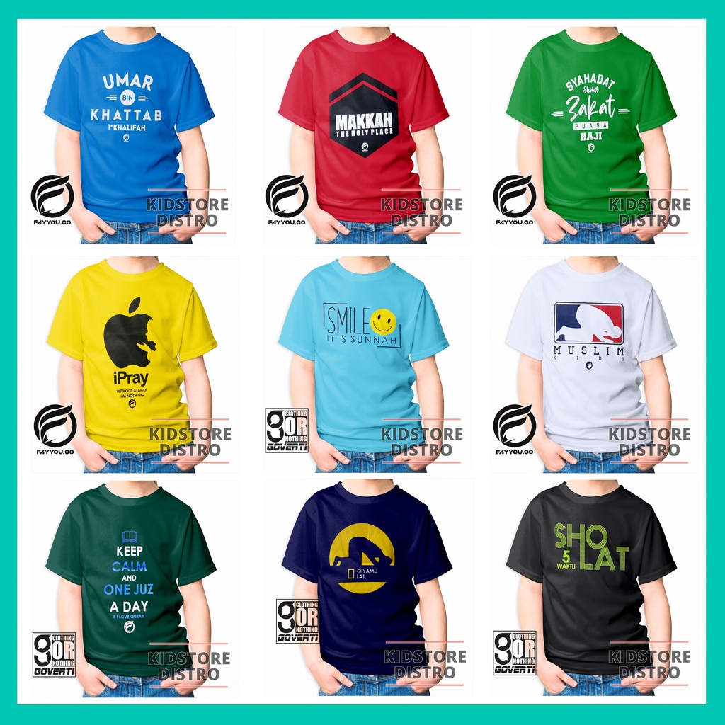 Kaos Anak Islami / Kaos Anak Distro / Baju Kaos Anak Muslim motif Khalifah / Baju Distro Anak Islam / Kaos Oblong Anak