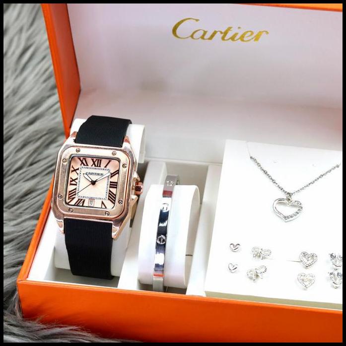 Jam Tangan Wanita Cartier Paket Sett Acc Box Original