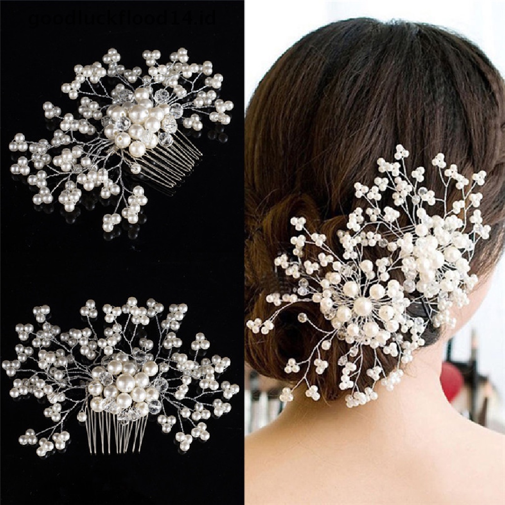 [OOID] Flower Wedding Hair Pins Bridesmaid Crystal Diamante Pearls Bridal Clips Grips ID