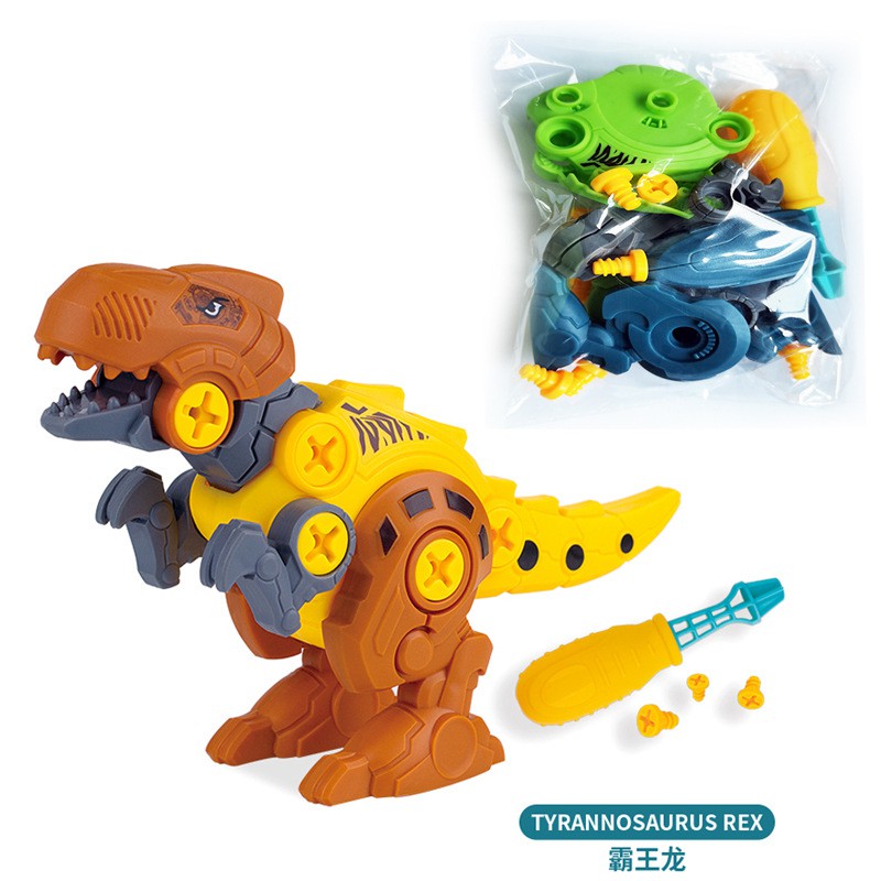 Mainan Edukasi Anak DIY Dino Puzzle Dinosaurus Dinosaurs Assemble Obeng dan Baut Rakit