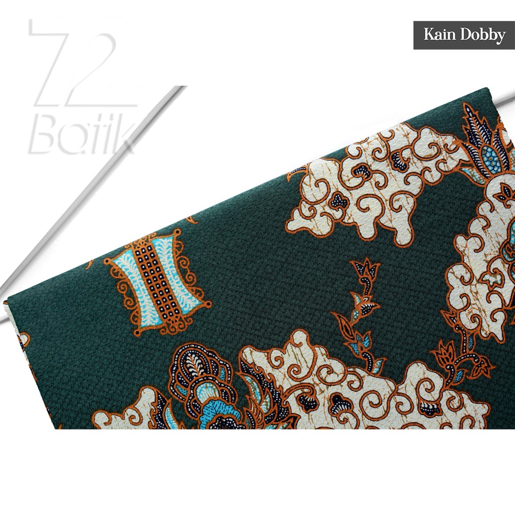 KAIN BATIK PREMIUM Dobby Motif Rumah Adat Warna Hijau Ijo Tua Putih Dolbi Dobi Doby 725155 Cap 72 Jarik Jarit Samping Kebat Panjang Batik Dobby Modern Premium Bahan Seragam Batik Pernikahan Kantor Keluarga Murah Kamen Jadi Batik Bali Lembaran