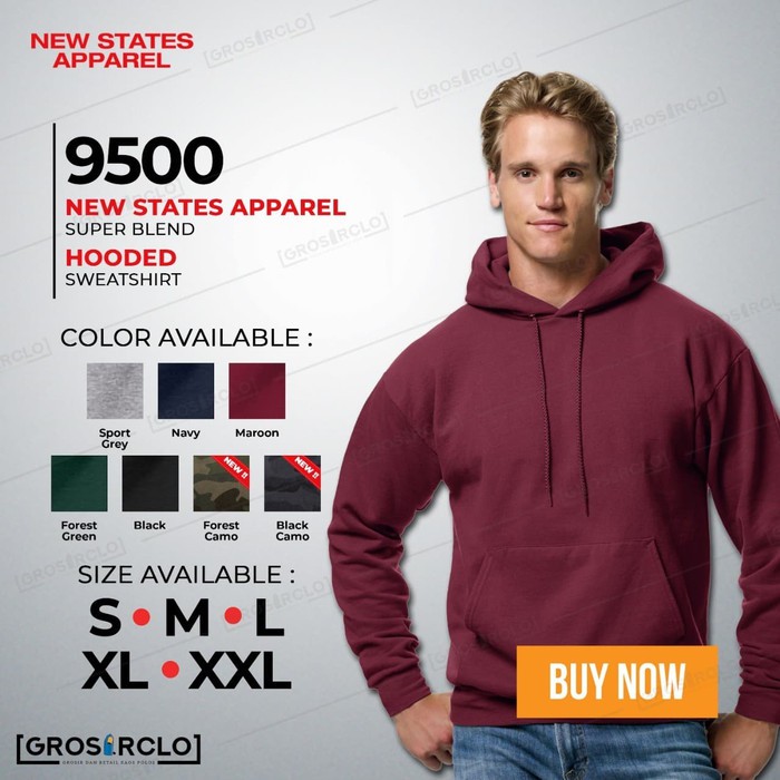 New States Apparel ( NSA ) JAKET Hoodie Polos 9500 Import Original