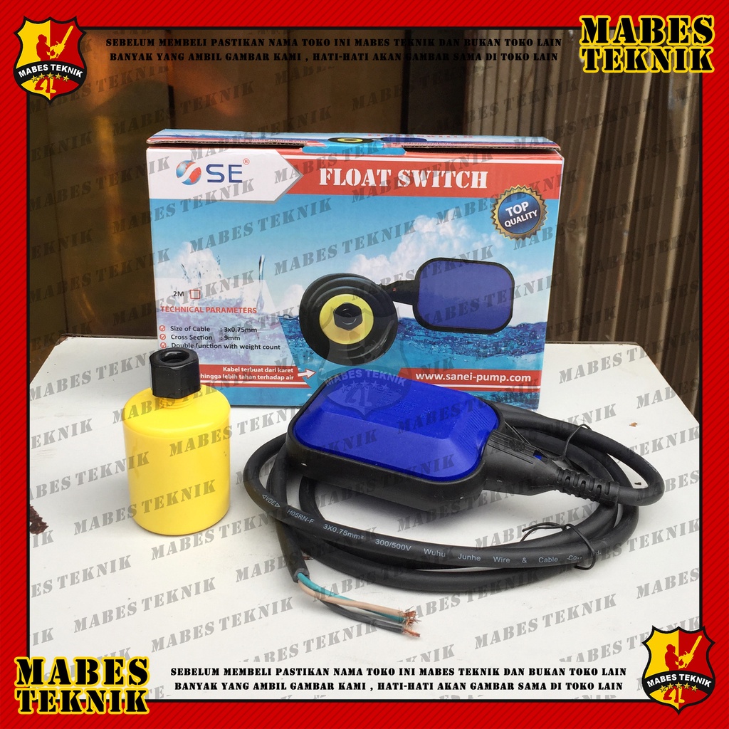 OTOMATIS POMPA CELUP / MODEL PELAMPUNG - FLOAT SWITCH - SAN EI 2 METER / SAN-EI 2M / ALTERNATIF YORK