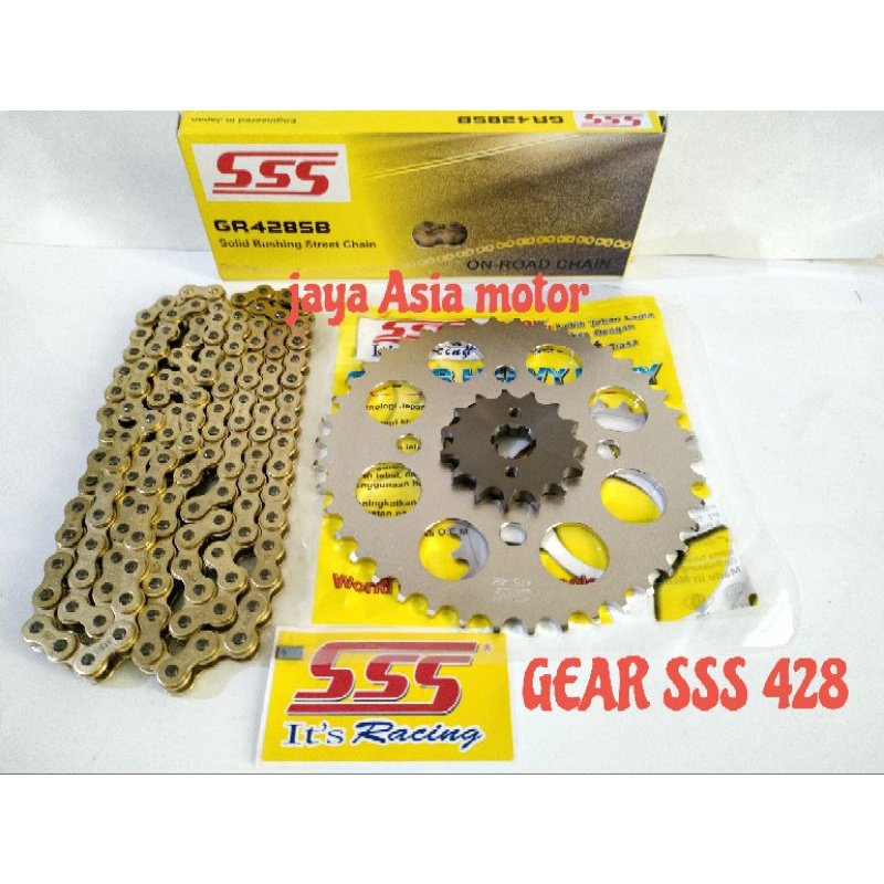 Gearset SSS 428 Semua Motor Vixion Cb150 Cbr150 R15 Xabre Verza Tiger Megapro Sonic Ninja Satria Fu