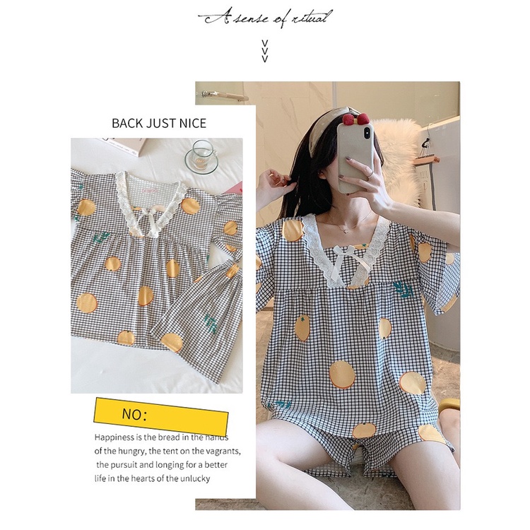 BAJU TIDUR PIYAMA renda Lengan Pendek Dewasa Import Quality premium