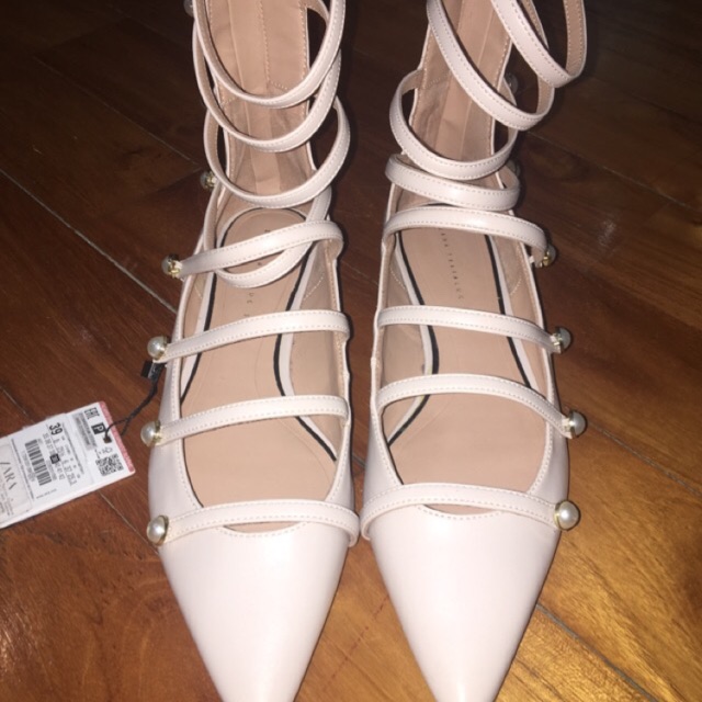 Zara Gladiator Flats (Creme)