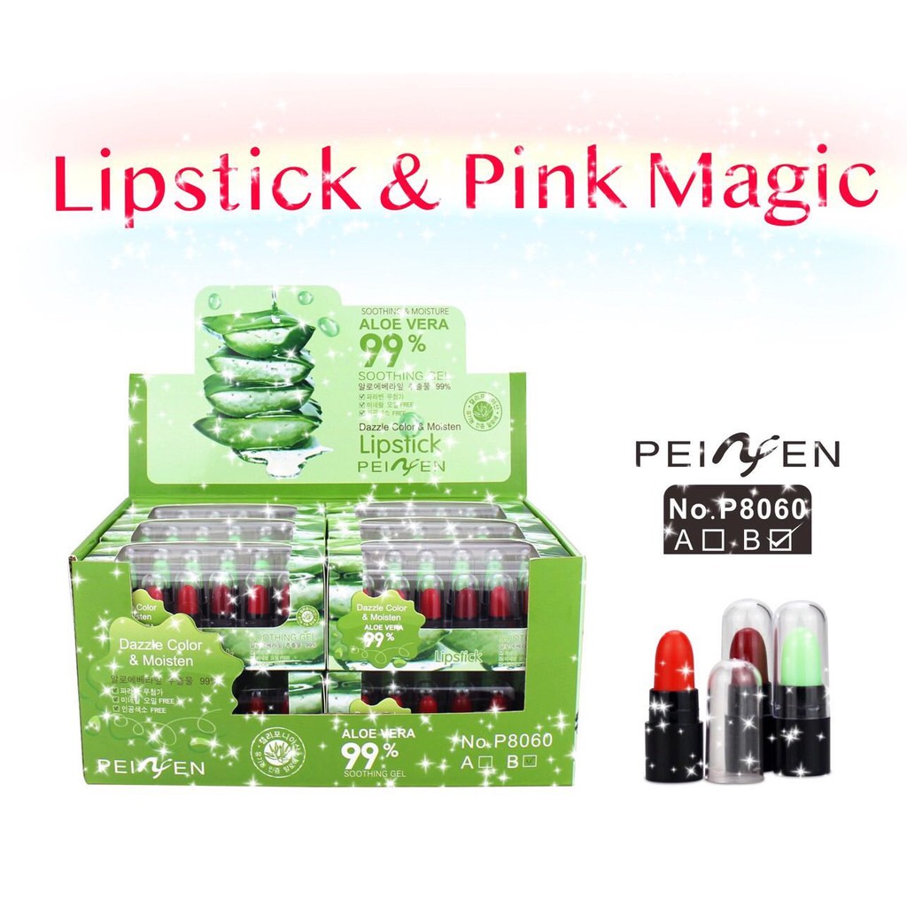 Peiyen Charm Mini Lipstick Set Isi 12 pcs 6pcs Magic Pink Lip Balm PLUS 6 pcs Colours Lipstick