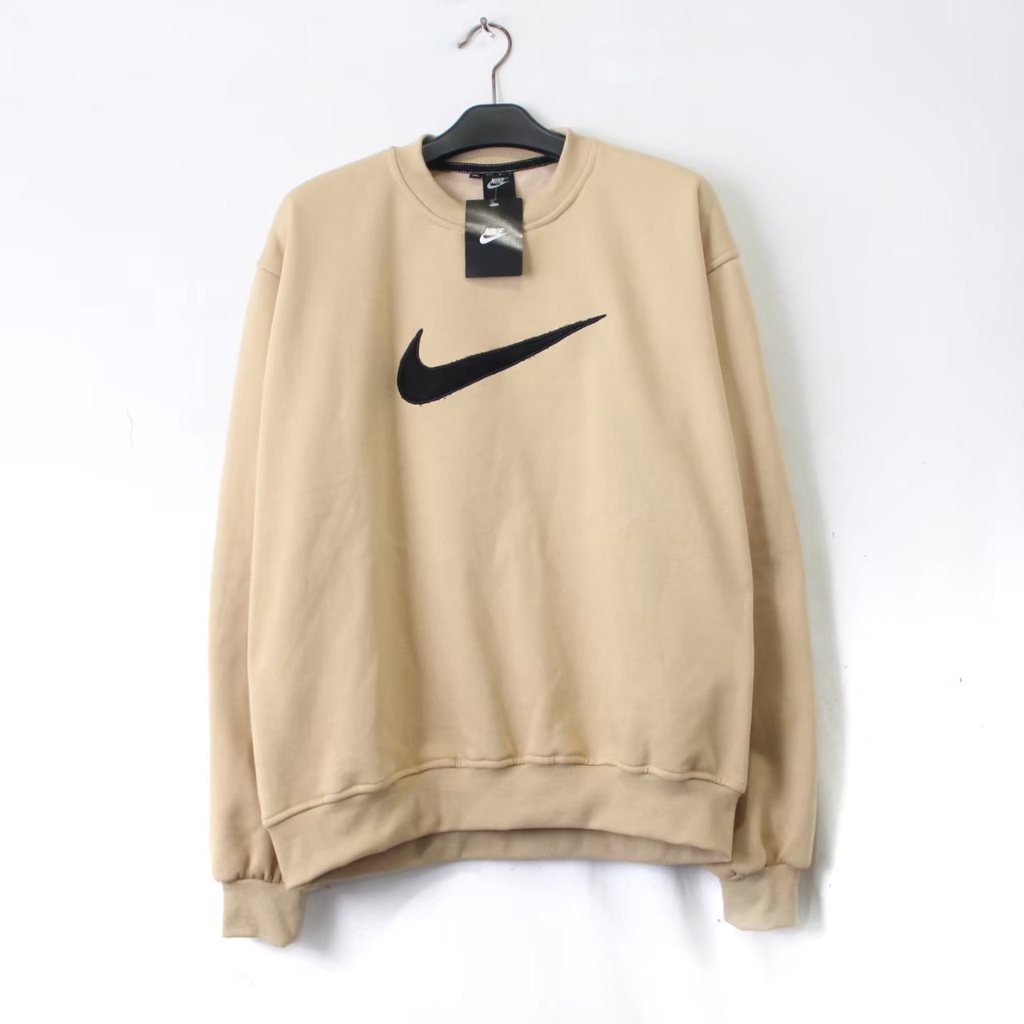 Wahyu - Jaket Sweater Crewneck NK LOGO – Cream  Edition Fashion Trendy Casual Pria Good Brand Qualit