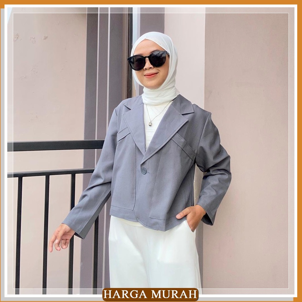 Blazer Wanita Terlaris Blazer Polos Dewasa Lengan Panjang Blazer  VK858 Blazer Crop Kerja Wanita (