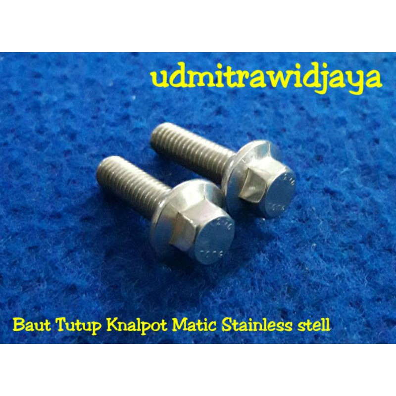 Baut Tutup Knalpot Matic Vario Beat Scoopy Nmax PCX baut flange stainless baut kunci 10 panjang 2cm