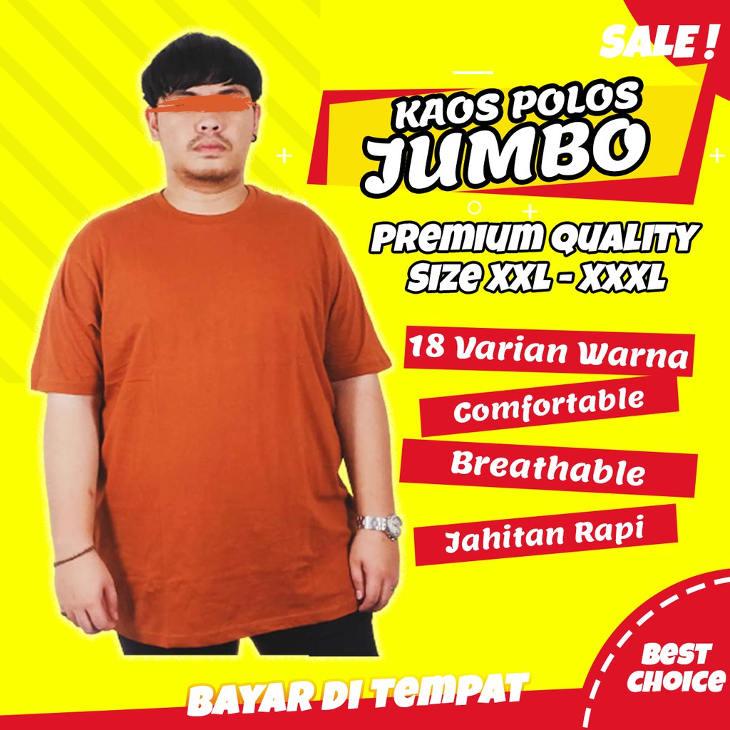 Kaos Atasan Oblong Polos Jumbo Big Size xxl xxxl cewek pria