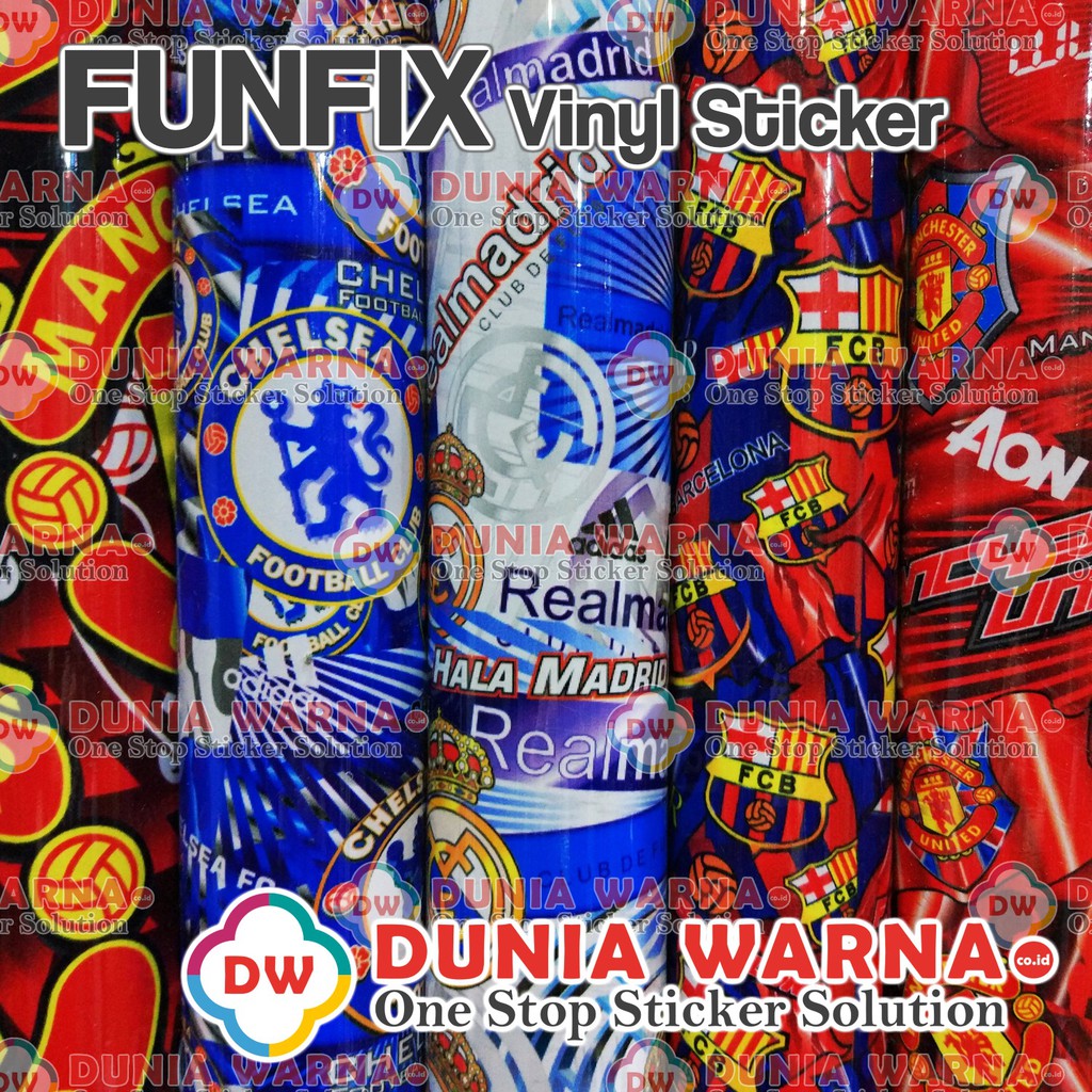 Funfix Stiker Gambar Motif Klub Bola Mu Barca Madrid Chelsea Fifa