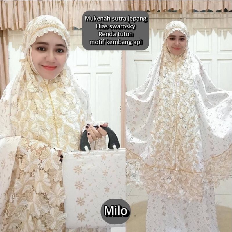 BISA COD Mukenah  SUTRA  jepang  full swarovski cocok untk hadia dan untk hantaran