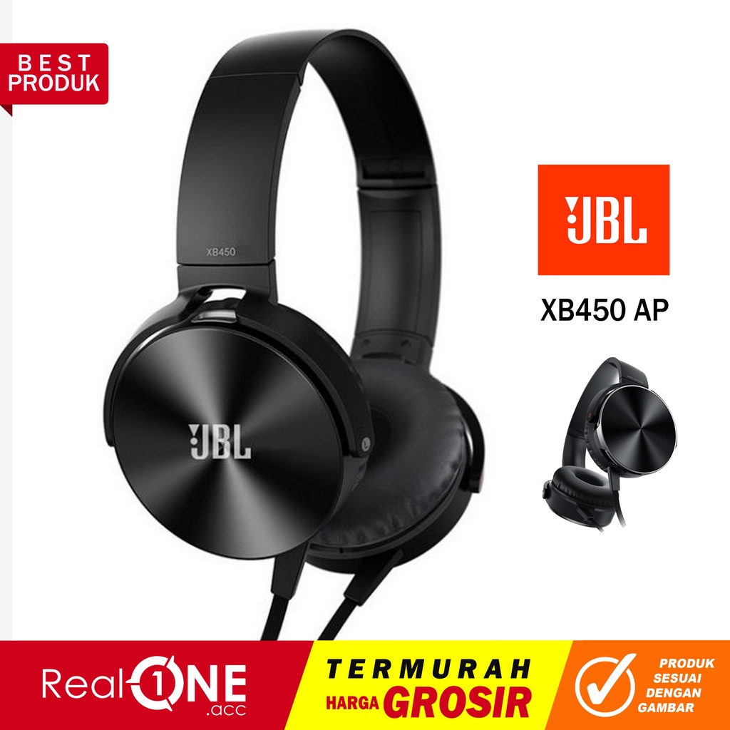 Headphone JBL earphone audio mega bass XB450 AP headset besar + mic kabel support ios android - realoneacc