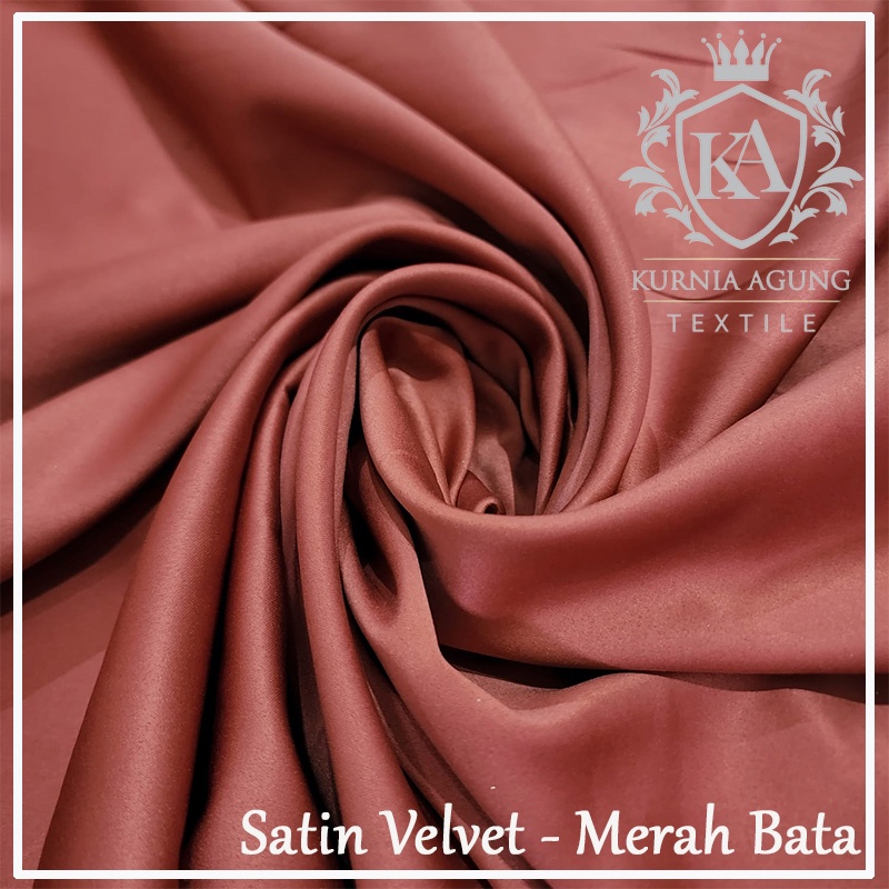 Kain Warna MERAH BATA Teracota Soft Tulle Satin Velvet Bahan Gaun Bahan Bridesmaid Furing Kebaya Meter dan 0.5 Meter