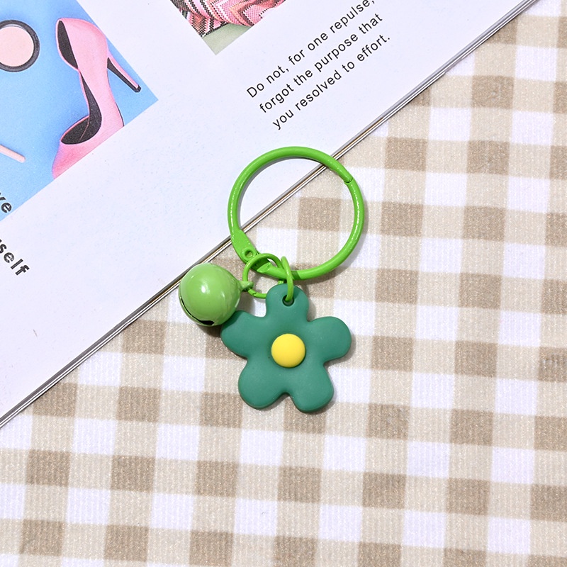 ANGLAI- 2pcs/set Korean Style Candy Color Bells Flower Shape Key Pendant for Women Birthday Gift