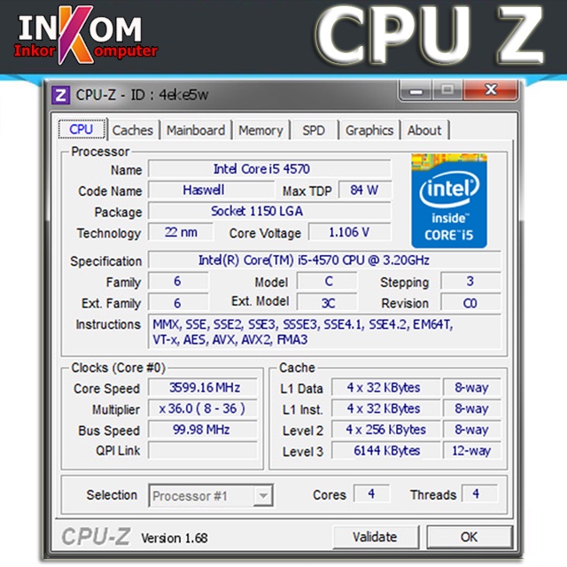 PROCESSOR / PROSESOR INTEL CORE I5 4570/I5 4590/I5 4670/I5 4690 LGA 1150