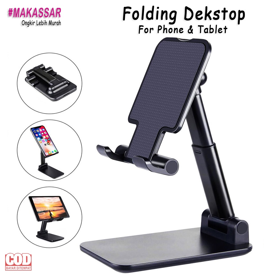 FOLDING DEKSTOP HD23 L-305 PHONE HOLDER TABLET TAB IPAD / STAND HOLDER LIPAT HP / STAND HANDPHONE UNIVERSAL MAKASSAR