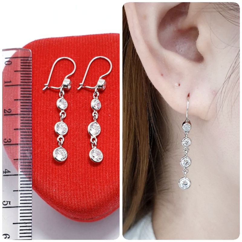 ANTING PERAK 925 LAPIS EMAS PUTIH / ANTING PANJANG ANTING WANITA SILVER 925  / AT112