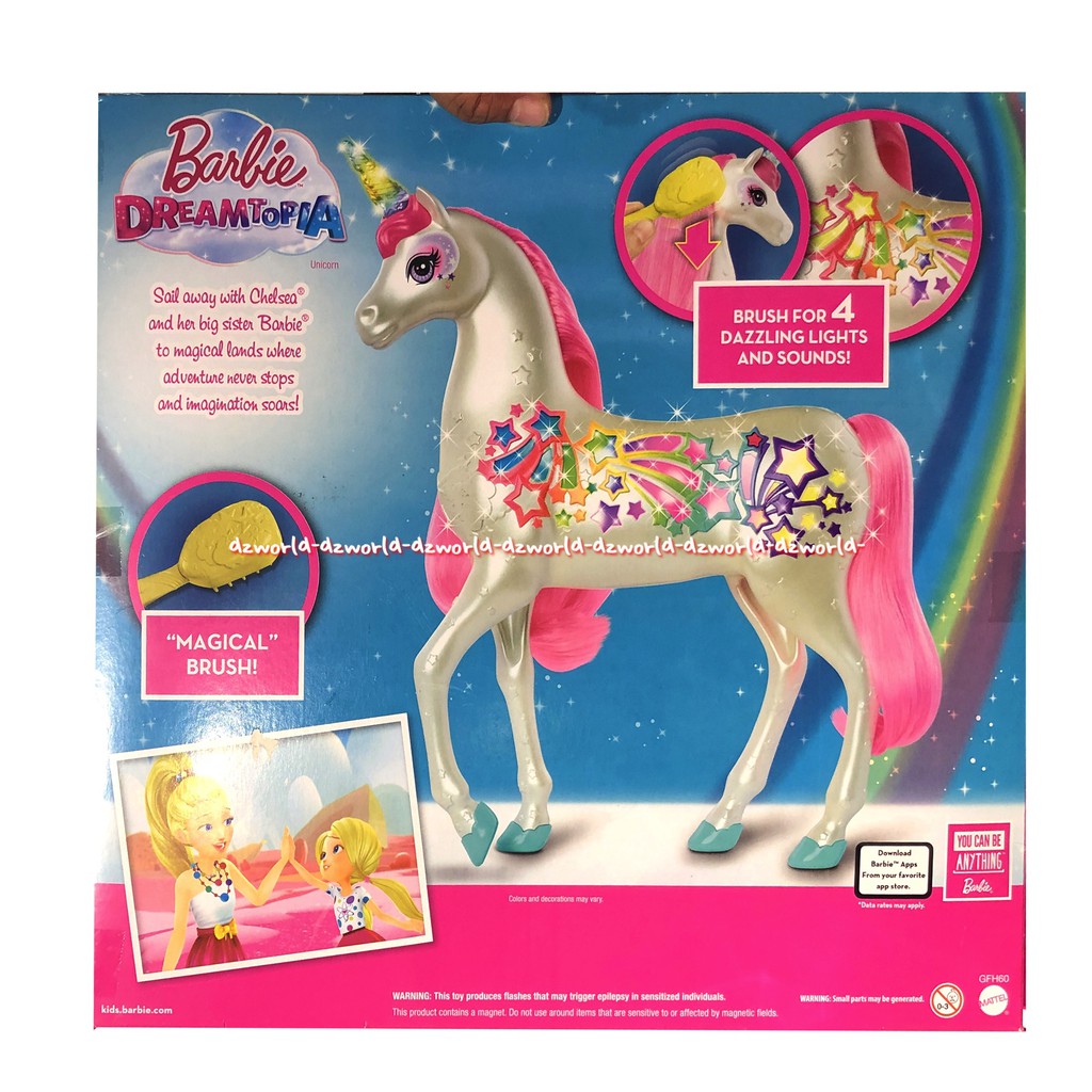 Barbie Dreamtopia Brush n Sparkle Unicorn Kuda Poni Boneka Barbie