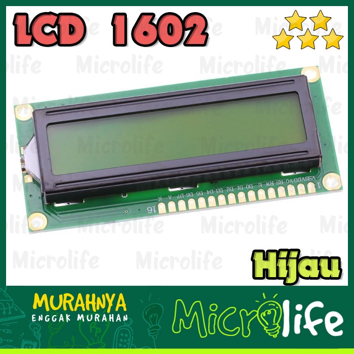 LCD 1602 16x2 2x16 Green Display Module Layar Hijau