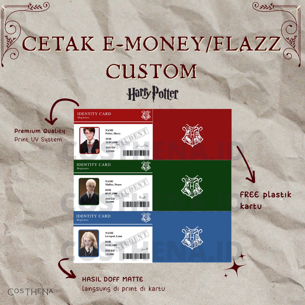 CETAK E-MONEY/FLAZZ/BRIZZI HARRY POTTER CUSTOM