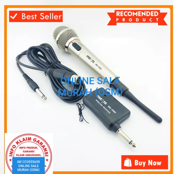 Nakata original Mic Wireless kabel Single mik wireles cable pro karaoke mikrophone microphone audio sound vokal vocal professional panggung dj studio asli  Bahan BESI METAL  BISA DIGUNAKAN KE SEGALA ALAT AUDIO single  Bisa Wireless 15-30 METER Bisa Kabel