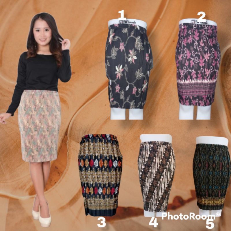 rok plisket batik pendek