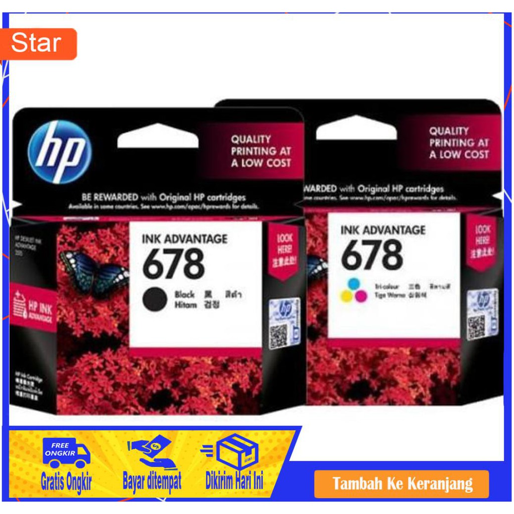 BAYAR DITEMPAT - TINTA / CATRIDGE HP 678 BLACK / COLOR XL4754