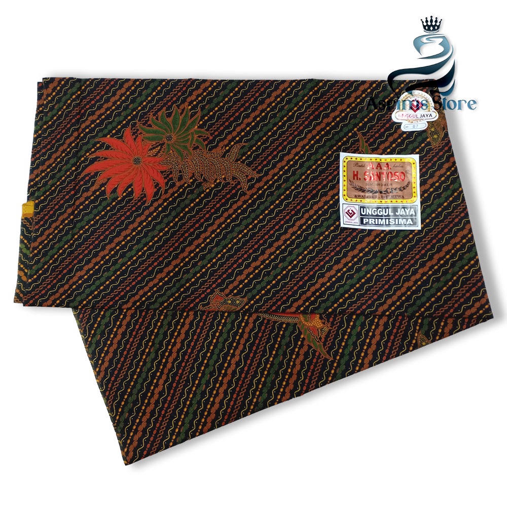 Kain Batik Jogja Jarik Batik Samping Kebat Jogjaan Hitam Putih Santoso AAA Premium Original-45AAA