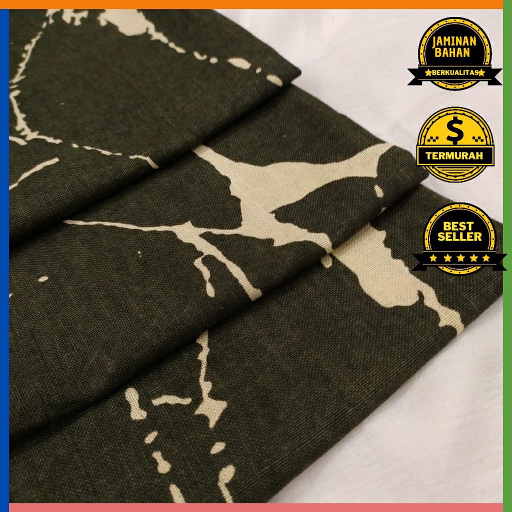 Kain Memora Kain Linen Rami Warna Army Motif Abstrak Lebar – 150 cm Murah