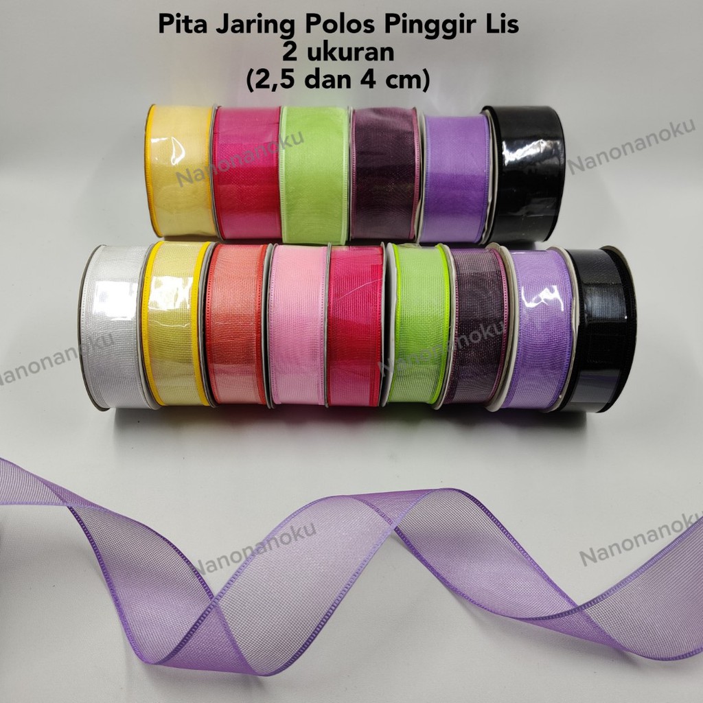 Pita Jaring 1 inch 2,5 cm dan 1,5 inch 4 cm Polos Halus Hiasan Hampers Souvenir Mahar