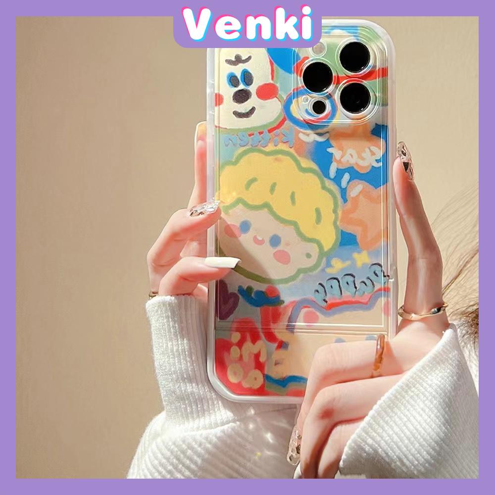 iPhone Case Silicone Soft Case Clear Case Folding Stand Shockproof Protection Camera Graffiti Cartoon Cute Compatible For iPhone 11 iPhone 13 Pro Max iPhone 12 Pro Max 7Plus xr