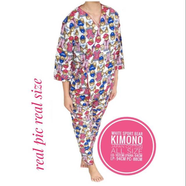kimono tidur katun jepang motif sport
