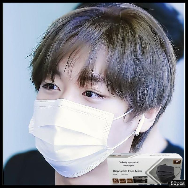 MEDAN HANAISO MASKER 3PLY 3 PLY ISI 50PCS / MASKER 3PLY HITAM PUTIH BLACK WHITE / MASKER PUTIH HITAM