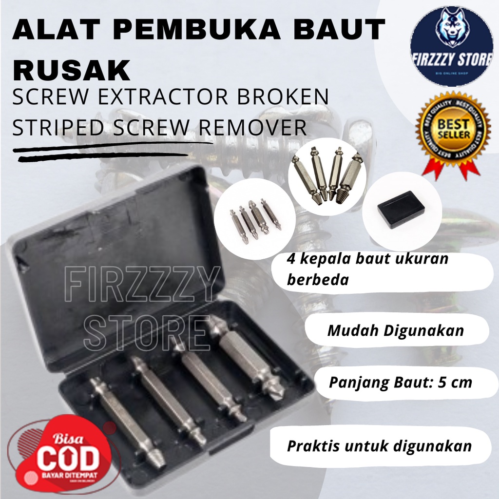 Alat pembuka baut rusak / Screw Extractor Broken Striped Screw Remover