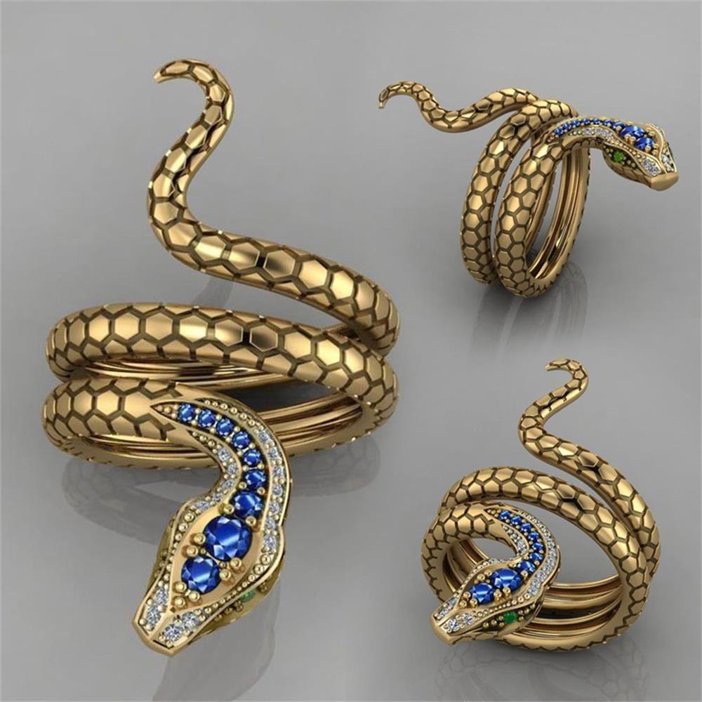 Wonder Snake Rings Jari Cincin Keren Pria Kuningan Hip Hop Perhiasan Vintage