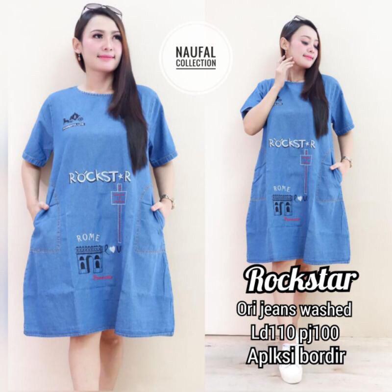 rockstar dress jeans blue .dress bordir