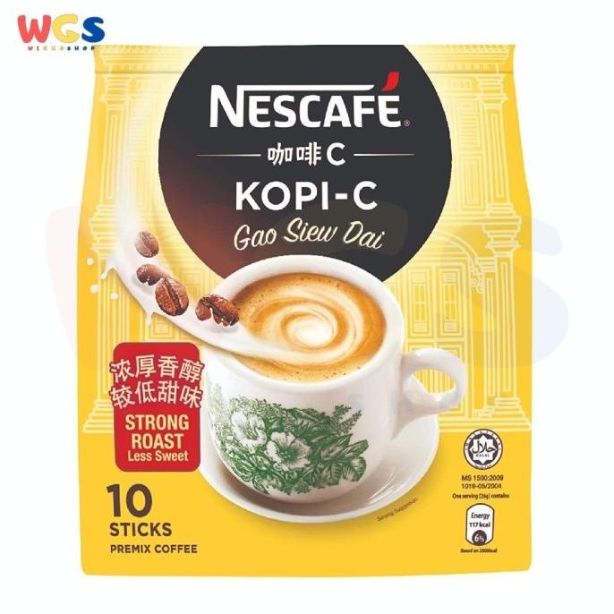 

Nescafe Kopi C Gao Siew Dai Strong Roast Less Sweet 10 Stick X 26 Gr